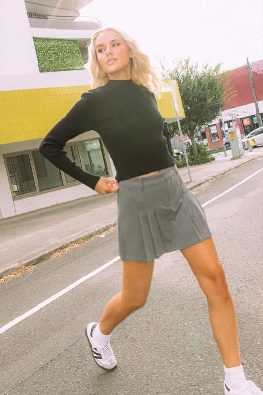 Grey Mini Skirt Pleated sold by Ally Fashion