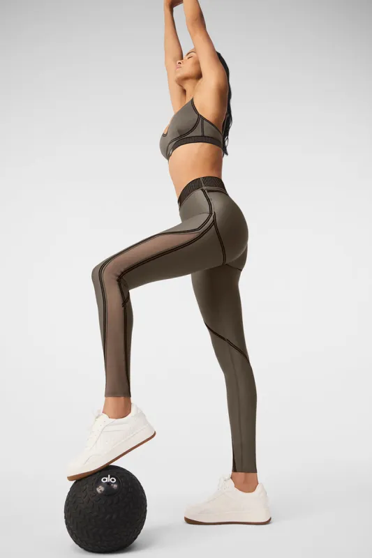 関税負担なし◆ALO Yoga◆Airlift Mesh Line Up レギンス ロゴ Airlift Mesh Line Up High-Waist Legging - Olive Tree | Parallel