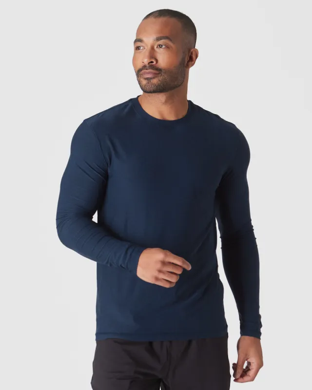 Dark Heather Cadet Long Sleeve Active Crew Neck sold by True Classic