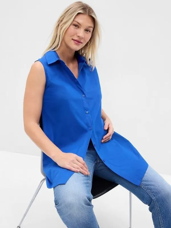 Maternity Poplin Button-Down Tank Top sold by GAP