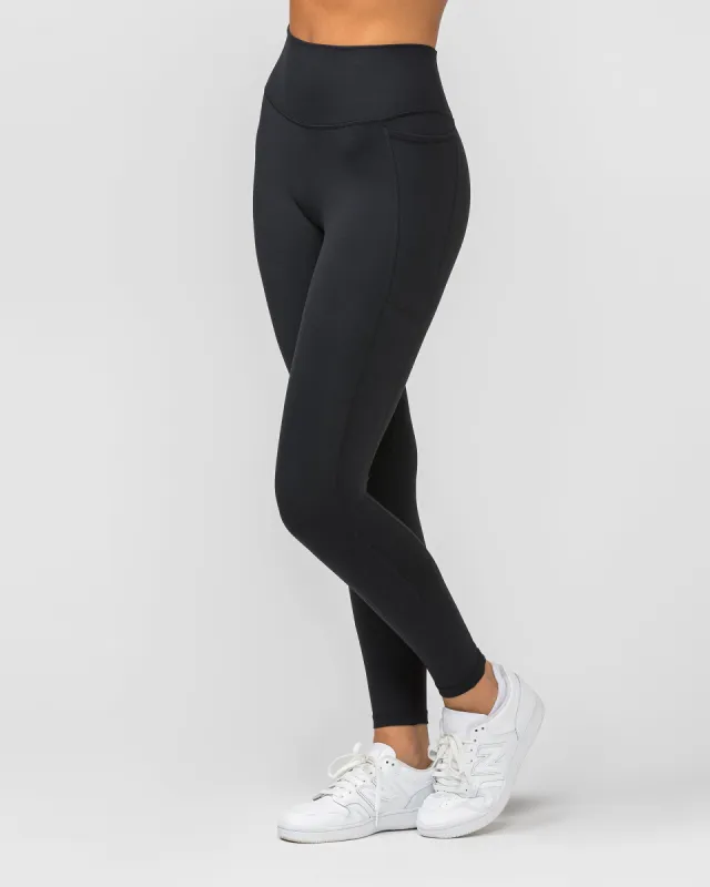 Agility Pocket Ankle Length Leggings - Black sold by Muscle Nation