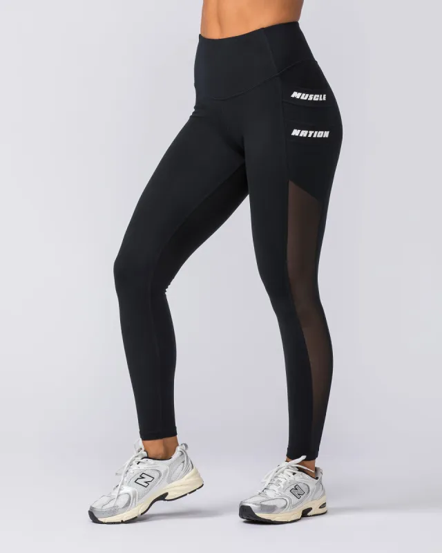 Amplify Pocket Ankle Length Leggings - Black sold by Muscle Nation