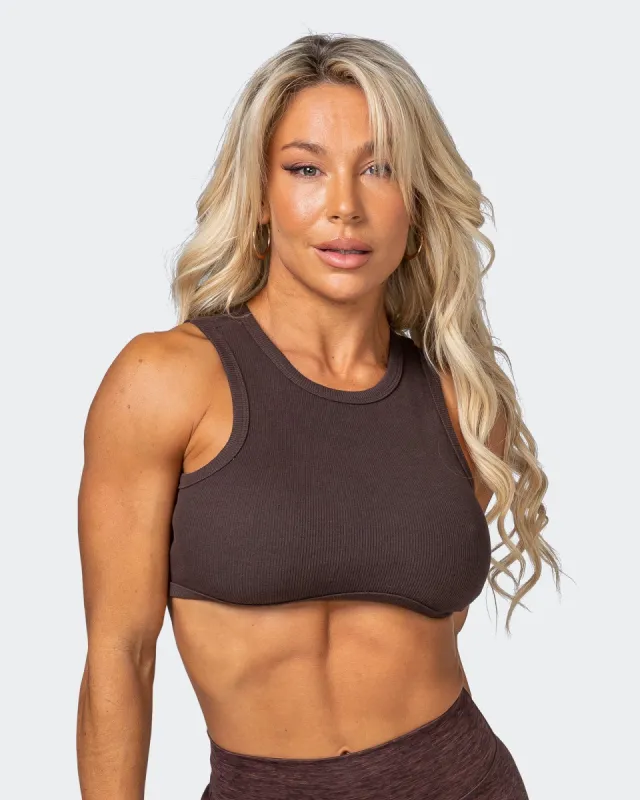 HBxMN Bliss Rib Cropped Tank - Cocoa sold by Muscle Nation