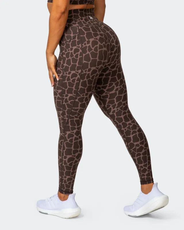 Signature Pocket Ankle Length Leggings - Tonal Giraffe Print sold by Muscle Nation