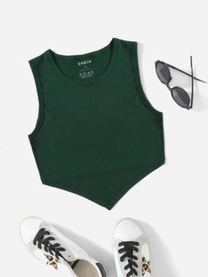 Solid Asymmetrical Hem Tank Top sold by SHEIN
