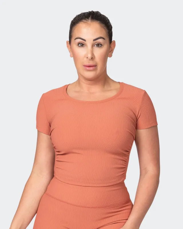 Rival Cropped Rib Top - Burnt Sienna sold by Muscle Nation