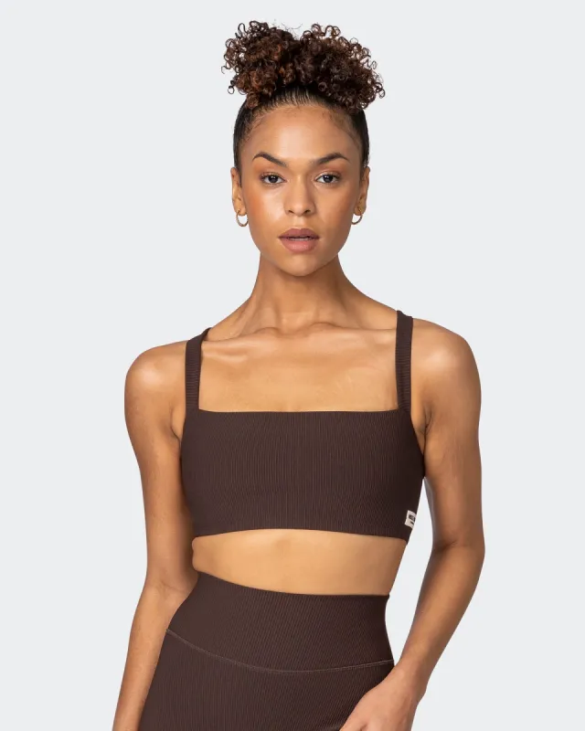 Twist Rib Bra - Cocoa sold by Muscle Nation