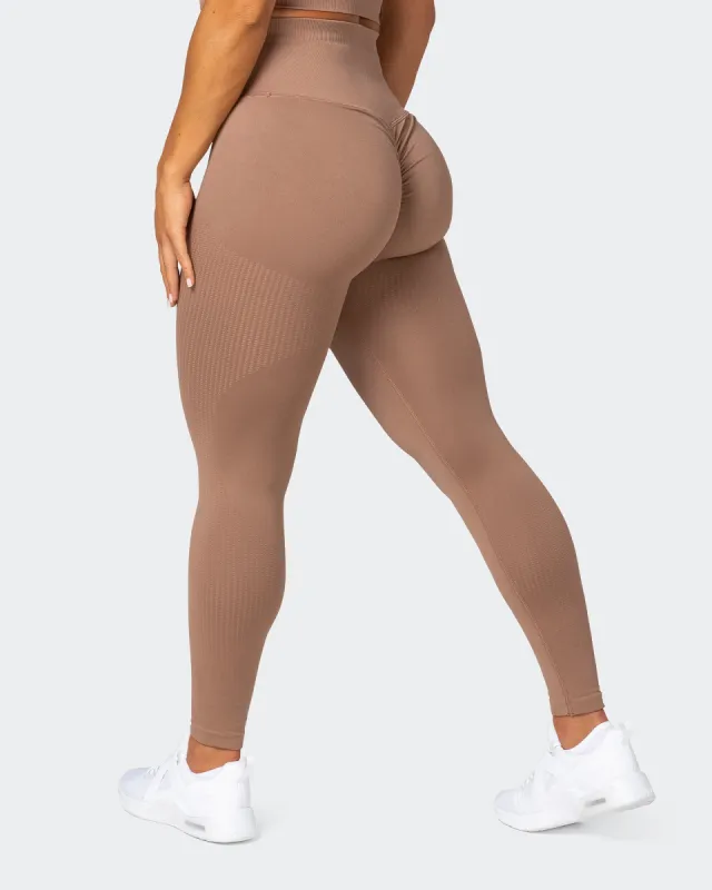 Seamless Full Length Leggings - Biscuit sold by Muscle Nation