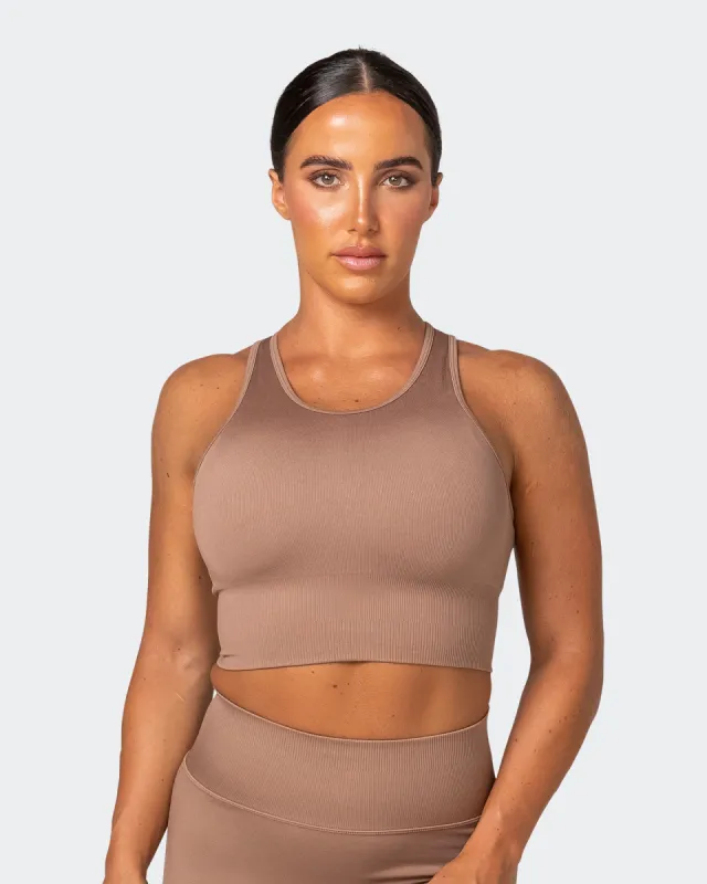 Longline Seamless Bra - Biscuit sold by Muscle Nation