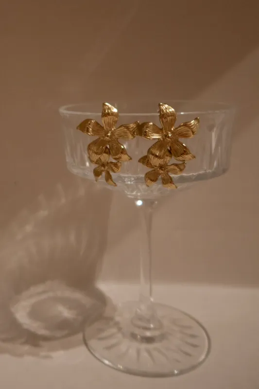Infatuated Drop Flower Earrings - Gold sold by Meshki