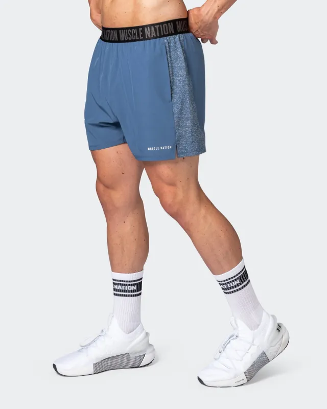 Reflective Training Shorts - Denim Blue sold by Muscle Nation