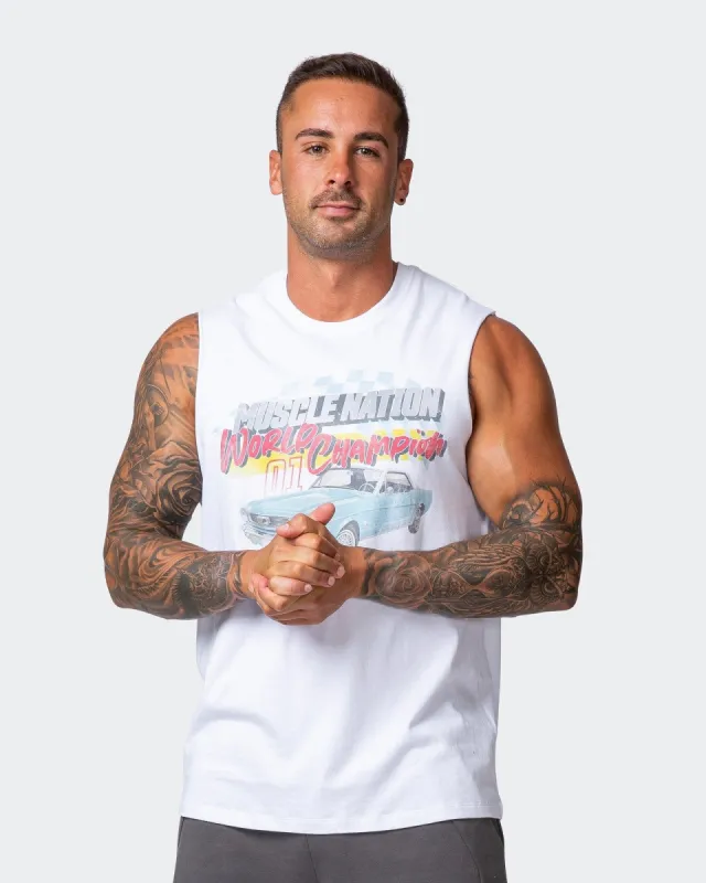 World Champion Tank - White sold by Muscle Nation