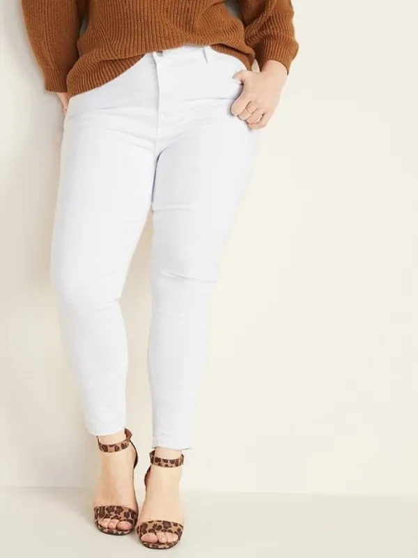Mid-Rise Distressed Rockstar Super Skinny White Ankle Jeans for Women sold by GAP