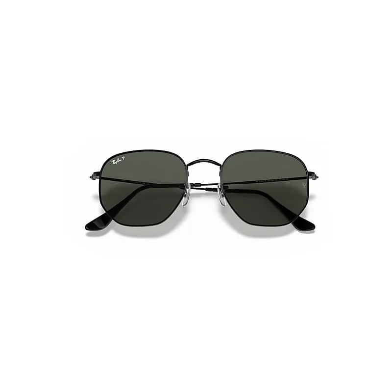 Ray-Ban Hexagonal Flat Lenses Sunglasses Black Frame Green Lenses Polarized 51-21 sold by Ray-Ban