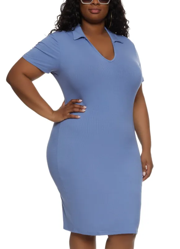 Plus Size Johnny Collar Midi Polo Dress sold by Rainbow