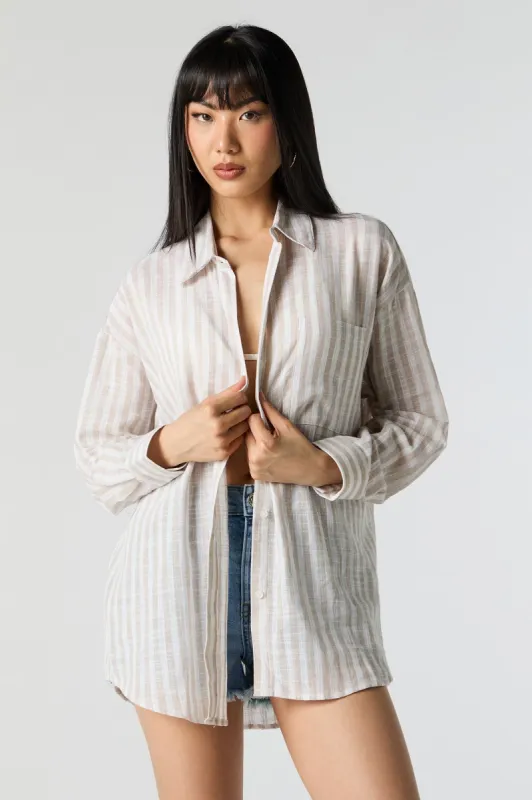 Haut boutonné surdimensionné texturé rayé sold by Urban Planet
