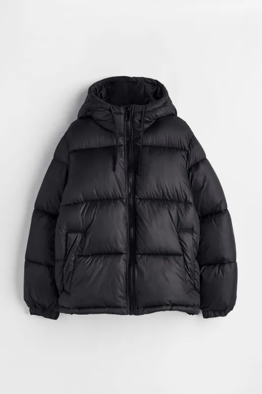 H&M - Hooded puffer jacket - Black sold by H&M