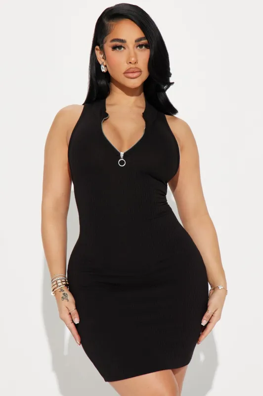 Soorya Ribbed Mini Dress - Black sold by Fashion Nova
