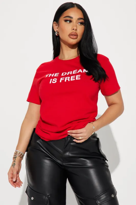 The Dream Is Free Graphic Tee  - Red sold by Fashion Nova