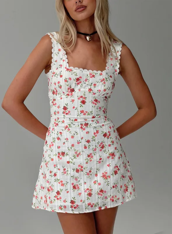 Dasha Mini Dress White Floral sold by Princess Polly