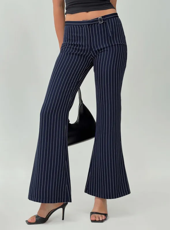 No One Low Waist Pinstripe Pants Navy sold by Princess Polly