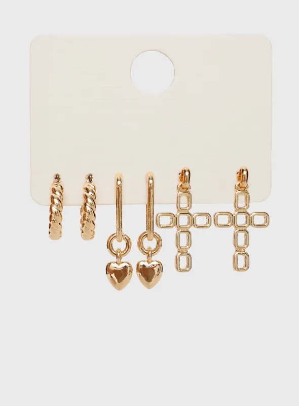 Thaddeus Earring Pack Gold sold by Princess Polly