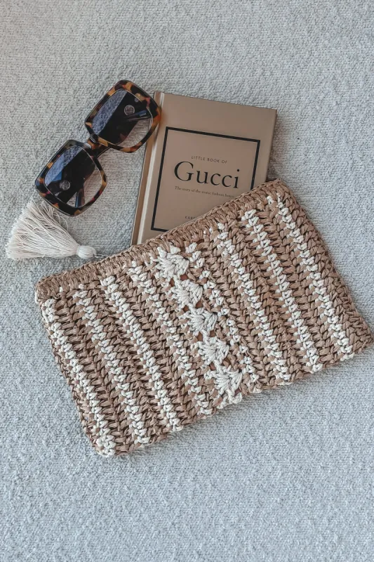 Only The Essentials Knit Straw Clutch sold by Amazing Lace