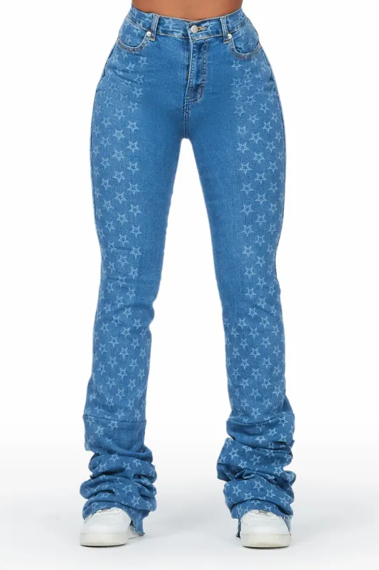 Chasing Stars 2.0 Med. Wash Super Stacked Jean sold by Rockstar Original