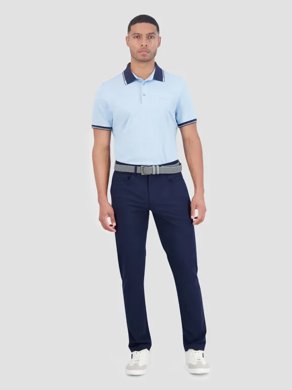 Checker Rib Air Pique Sports Fit Polo - Light Blue sold by Ben Sherman