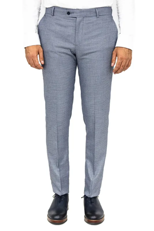 Houndstooth Patterned Blue Men Pants - Wessi sold by Wessi