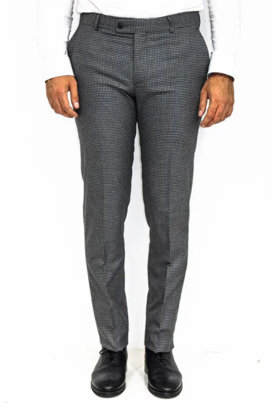 Houndstooth Patterned Anthracite Men Pants - Wessi sold by Wessi