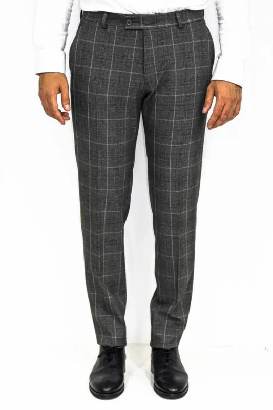 Slim Fit Plaid Anthracite Men Pants - Wessi sold by Wessi