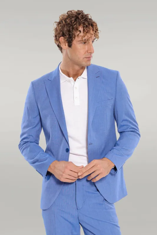 Patterned 2 Piece Slim Fit Light Blue Men Suit - Wessi sold by Wessi