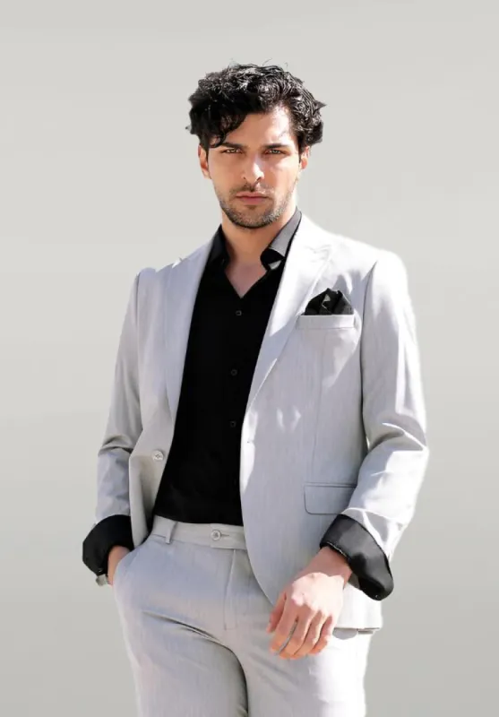 2 Piece Plain Slim Fit Grey Men Suit - Wessi sold by Wessi