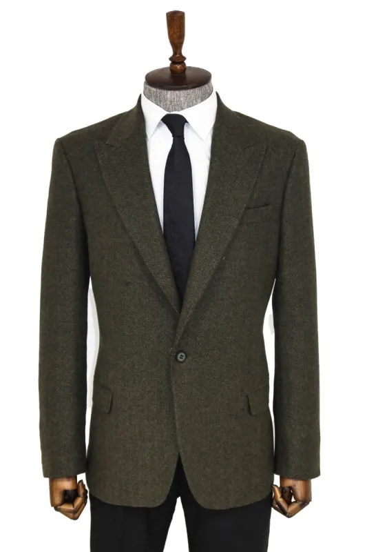 Houndstooth Wool Dark Green Men Blazer - Wessi sold by Wessi