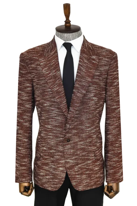 Slim Fit Patterned Sport Brown Men Blazer - Wessi sold by Wessi