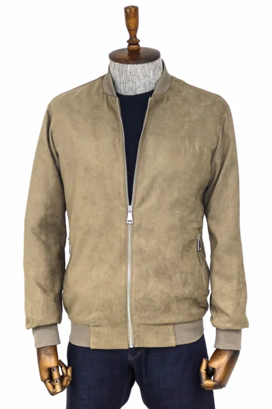 Plain Zippered Pockets Cream Men Bomber Coat - Wessi sold by Wessi