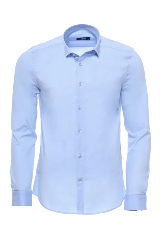 Sky Blue Slim-Fit Long Sleeve Shirt - Wessi sold by Wessi