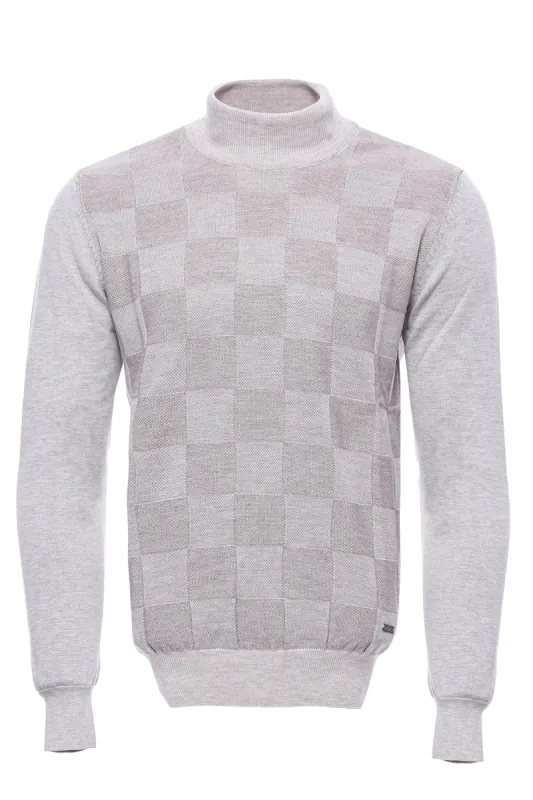 Bone White Plaid Half Turtleneck Sweater - Wessi sold by Wessi