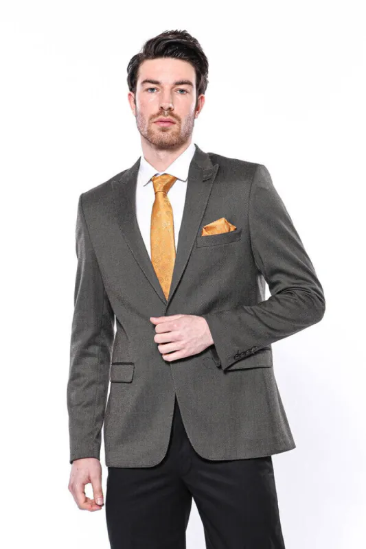 Patterned Slim-Fit Brown Men Blazer - Wessi sold by Wessi