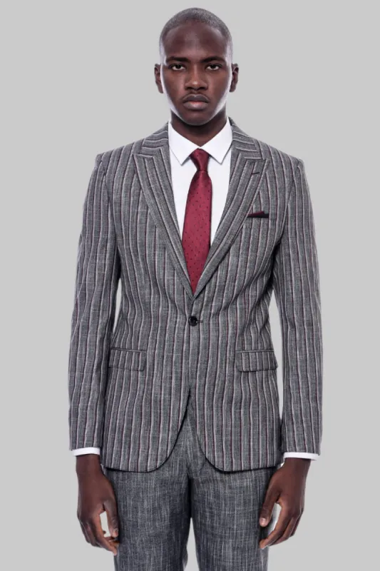 Striped Two Piece Grey Men Suit - Wessi sold by Wessi