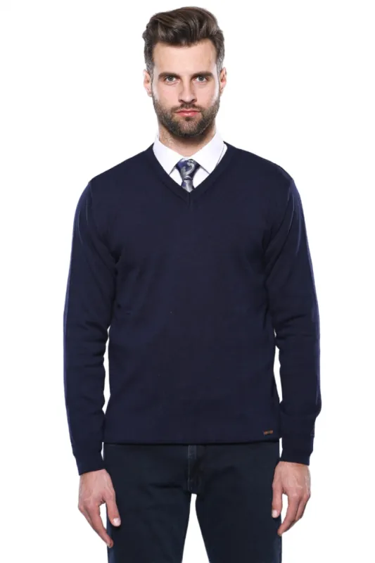 V Neck Dark Blue Knitwear | Wessi sold by Wessi