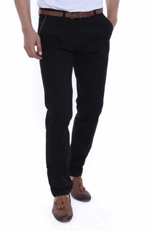 5 Pockets Patterned Black Men Pants - Wessi sold by Wessi