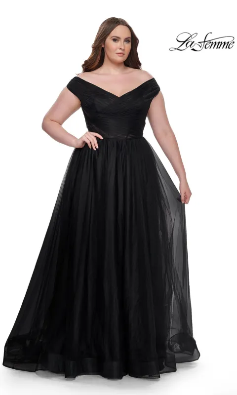La Femme Plus-Size Long A-Line Prom Dress 32204 sold by PromGirl