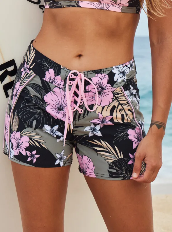 Roxy Pro The 93 Win Printed Boardshorts - Anthracite Classic Pro Surf sold by Roxy