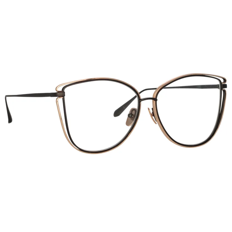 Dinah Cat Eye Optical Frame in Matt Nickel sold by Linda Farrow