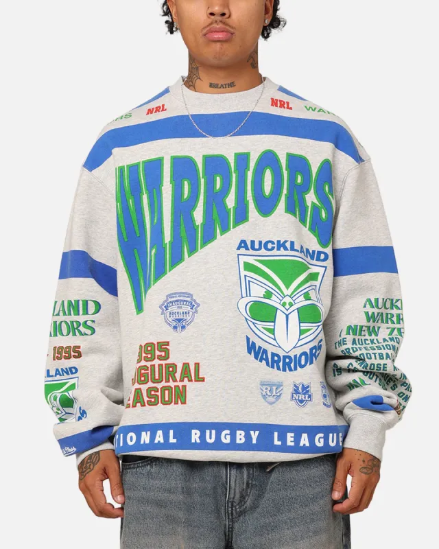Mitchell & Ness New Zealand Warriors Team Crewneck Grey Marle sold by Culture Kings