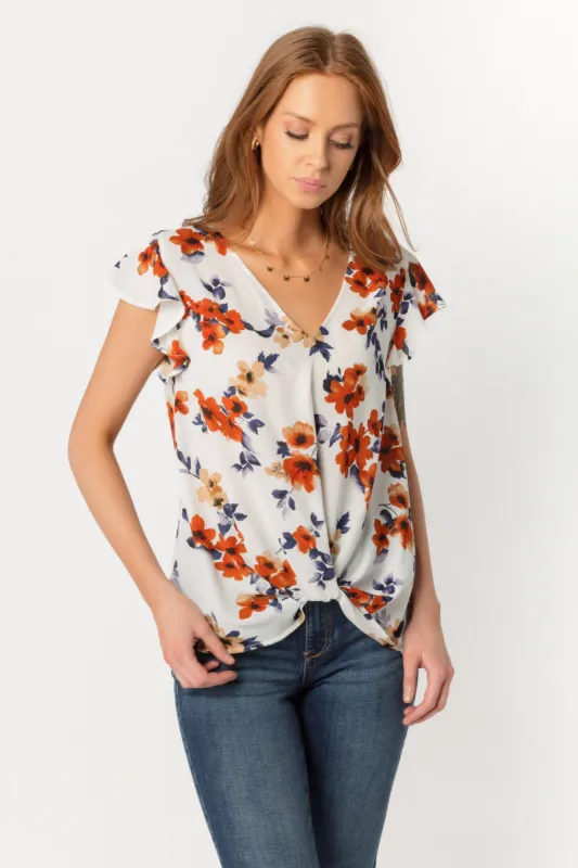 Floral Blouse with Twisted Hem sold by Eclipse