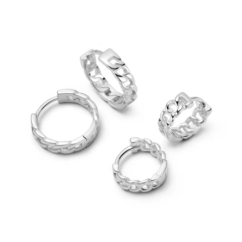 Polly Sayer Chain Hoop Earring Stack Sterling Silver sold by Daisy Jewellery