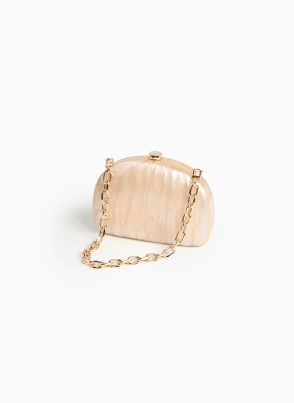 Half-Moon Marble Resin Clutch sold by Laura